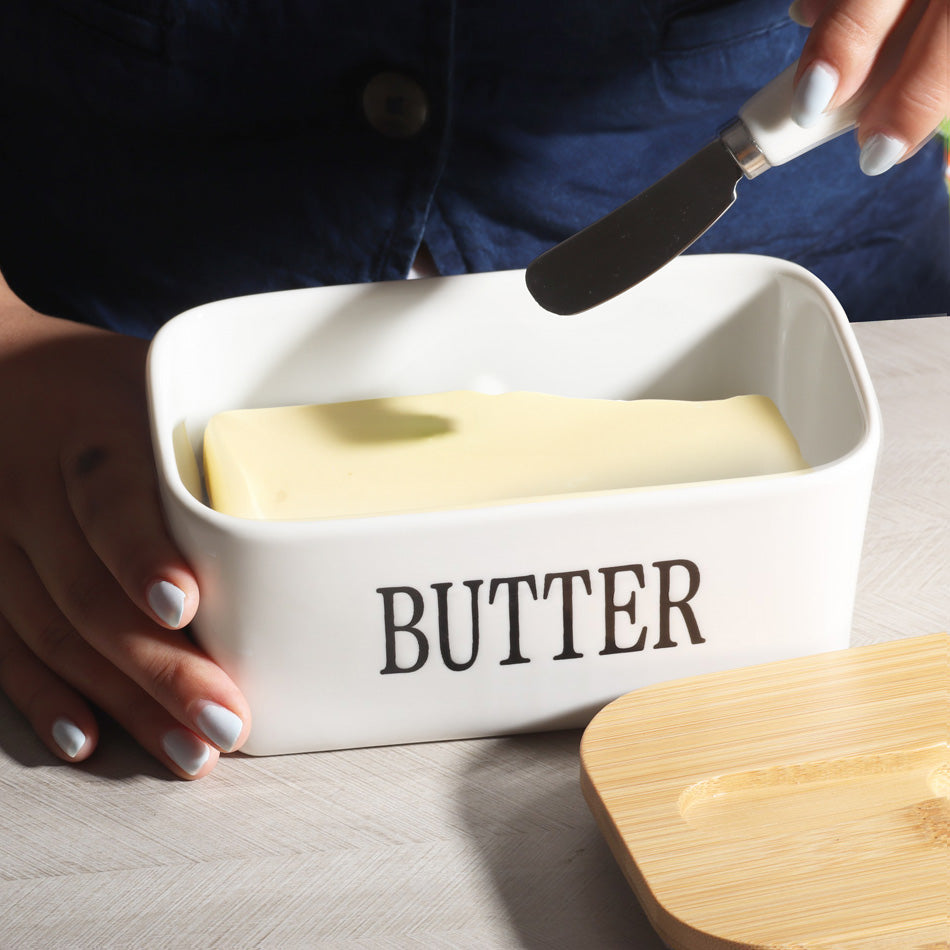 Culina Butter Dish with Spreader Large - White