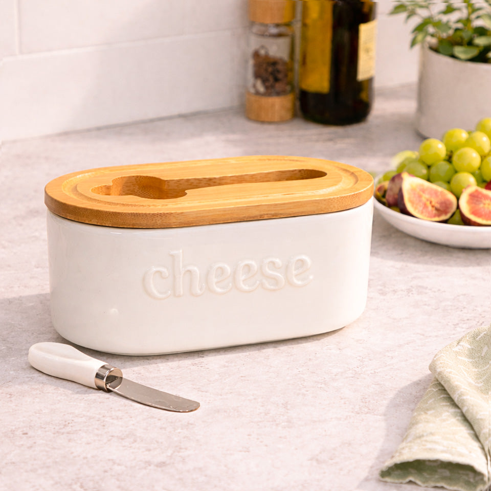 Culina Cheese Dish with Knife Large - White