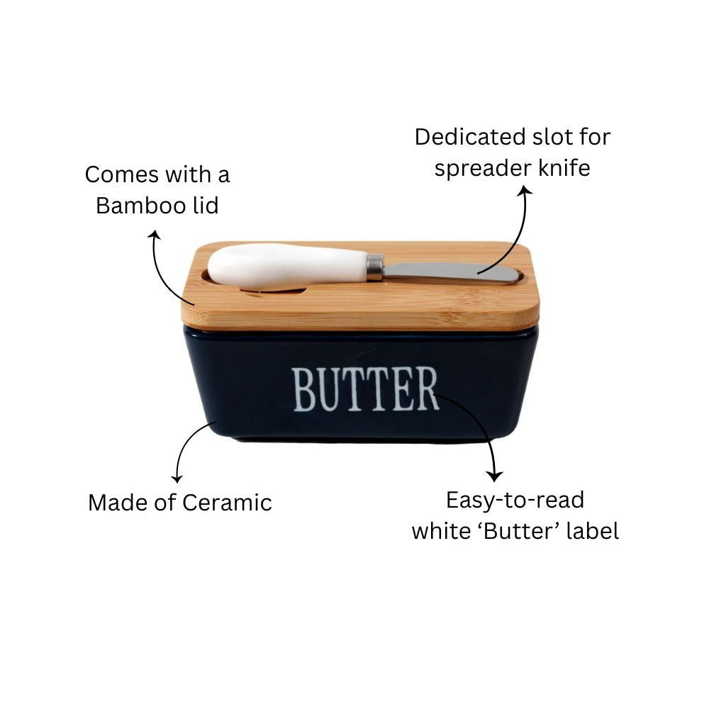 Culina Butter Dish with Spreader Small - Navy Blue