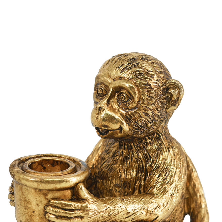 Curious Monkey Candle Holder - Gold