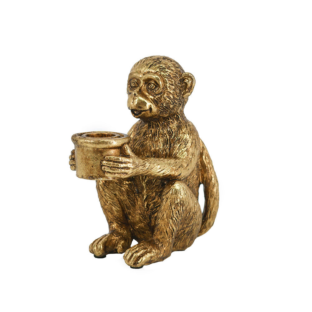 Curious Monkey Candle Holder - Gold