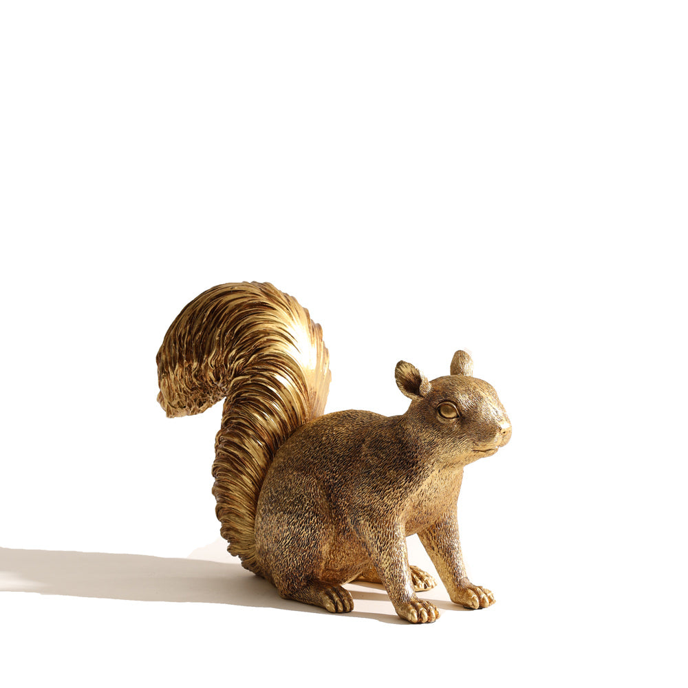 Curious Squirrel Sculpture - Gold
