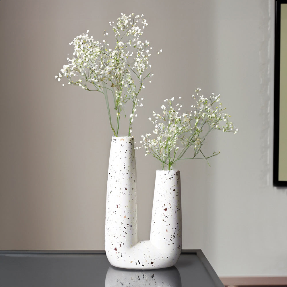 Curve Duo Vase - Terrazzo White