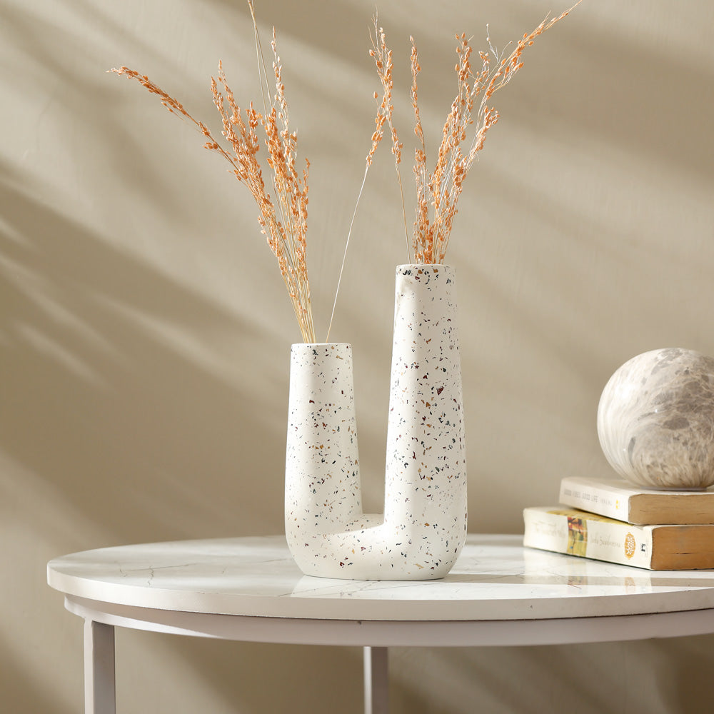 Curve Duo Vase - Terrazzo White