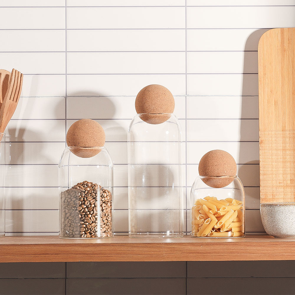 Cylindrical Glass Jar with Cork Stopper - Small