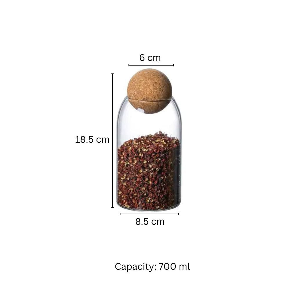 Cylindrical Glass Jar with Cork Stopper - Medium
