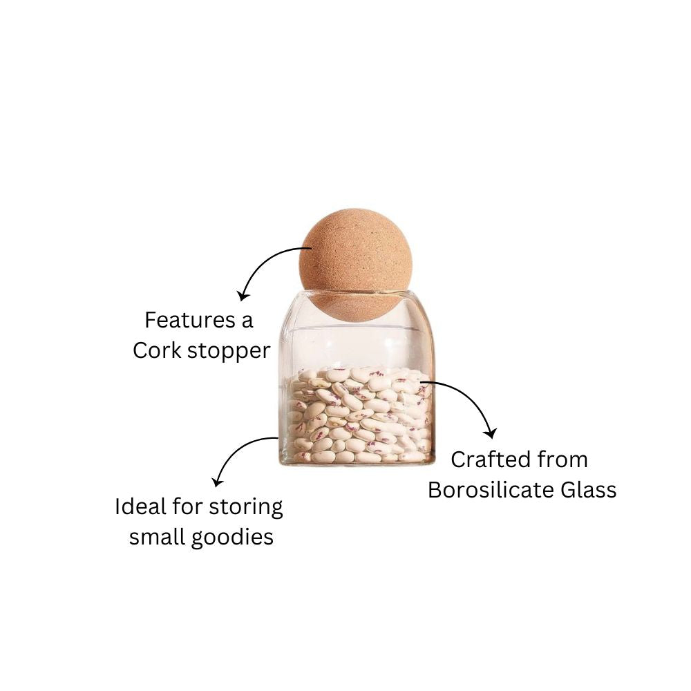 Cylindrical Glass Jar with Cork Stopper - Small