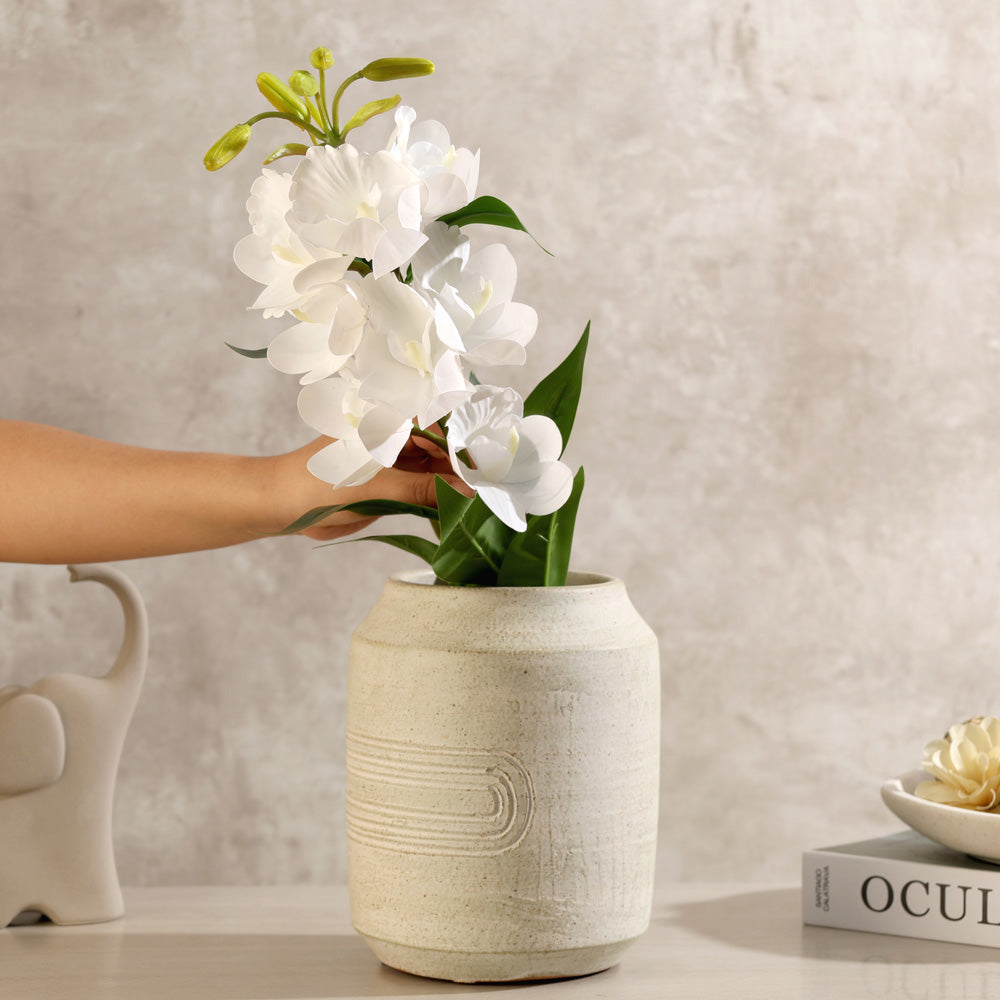 Cymbidium Orchid Faux Stem - White