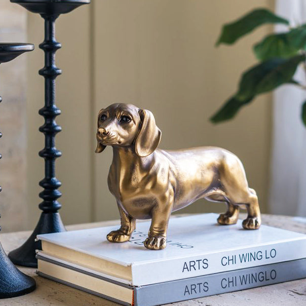 Dachshund Sculpture Medium - Dull Gold