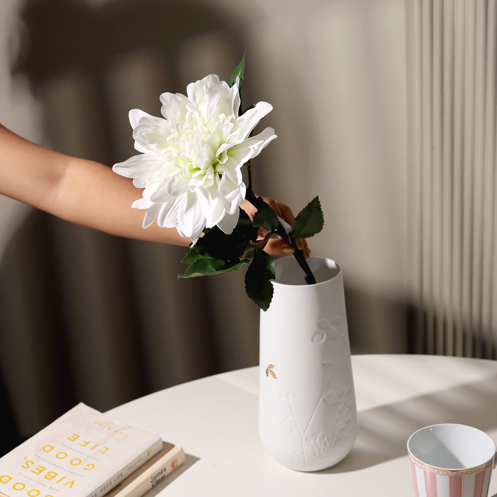 Dahlia Faux Stem - White