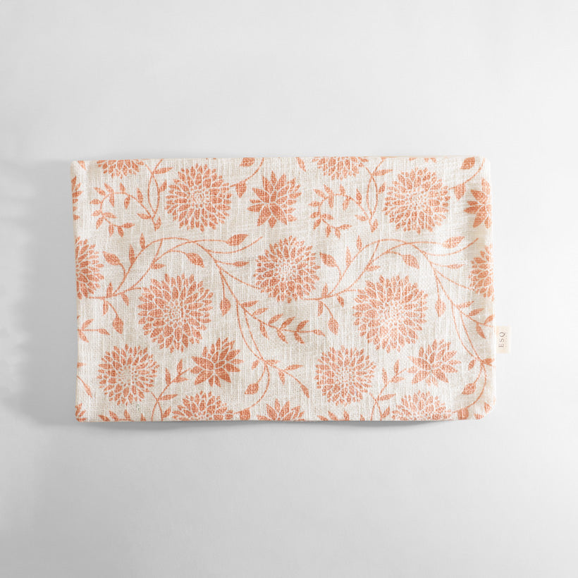 Dahlia Rectangular Printed Cotton Cushion Cover 50x30cm - Peach White