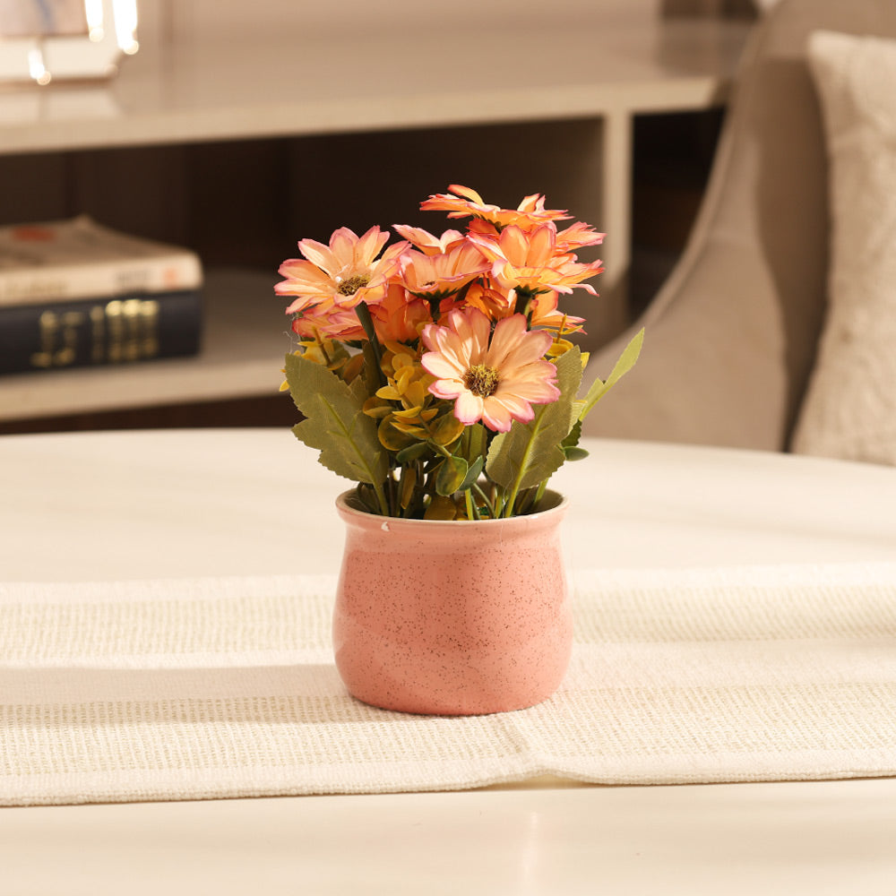 Daisies Artificial Potted Plant - Sunset Pink