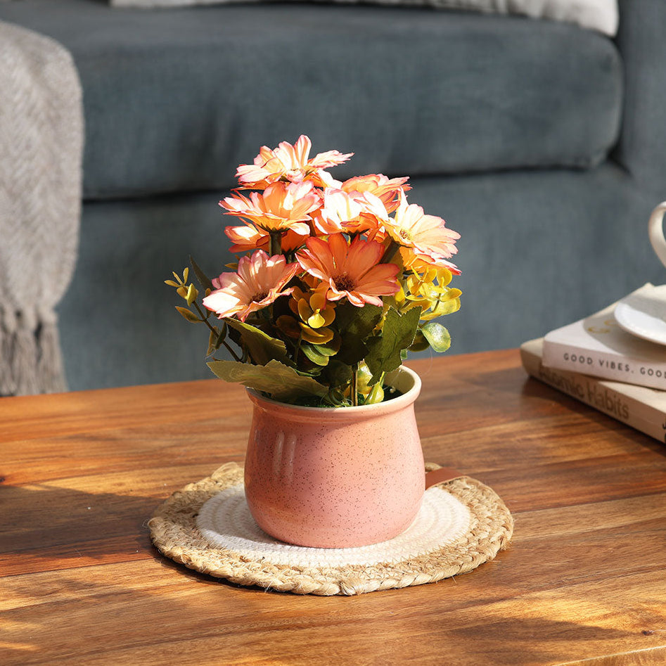 Daisies Artificial Potted Plant - Sunset Pink