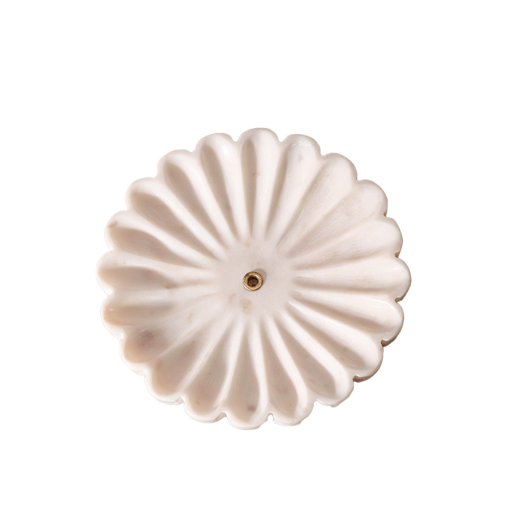 Daisy Marble Incense Holder - White