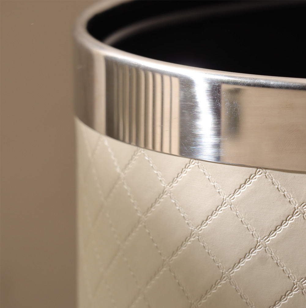 Damas Quilted Round Waste Bin 10L - Pearl Ivory