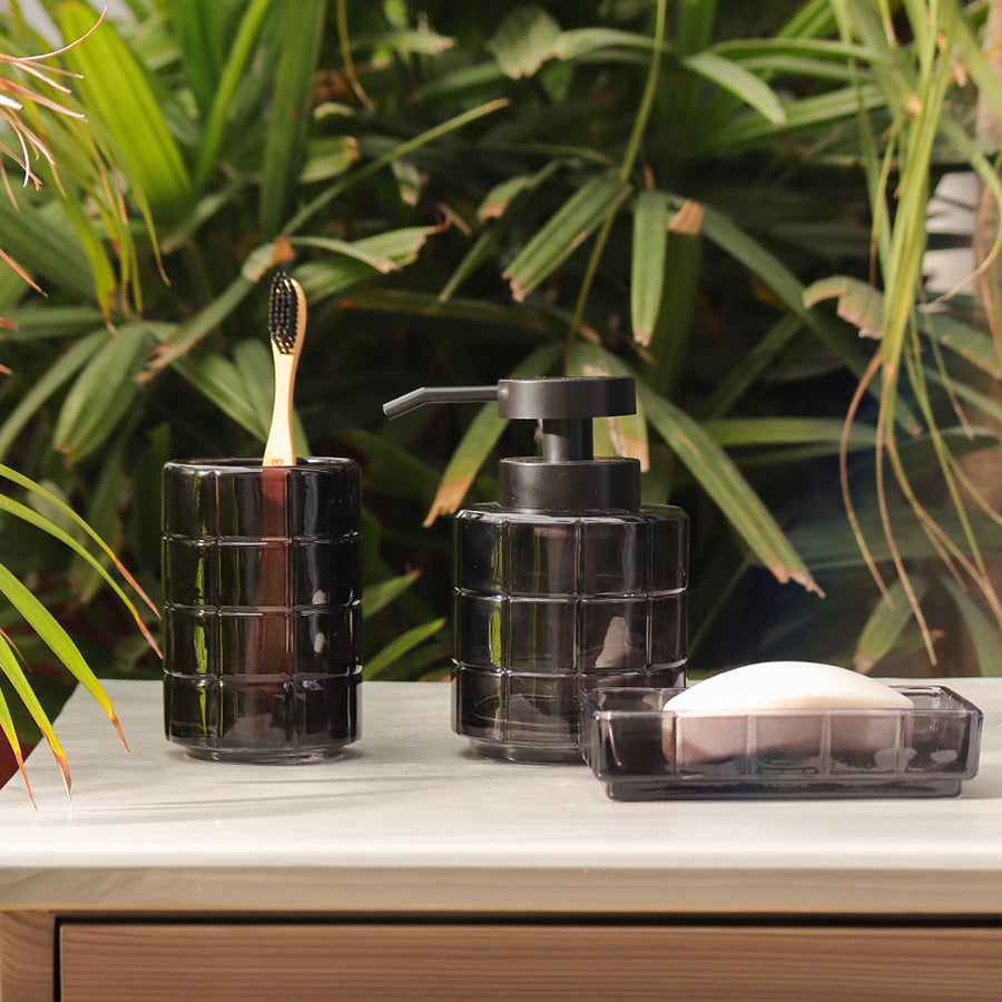 Damier 3-piece Glass Bathroom Set - Black