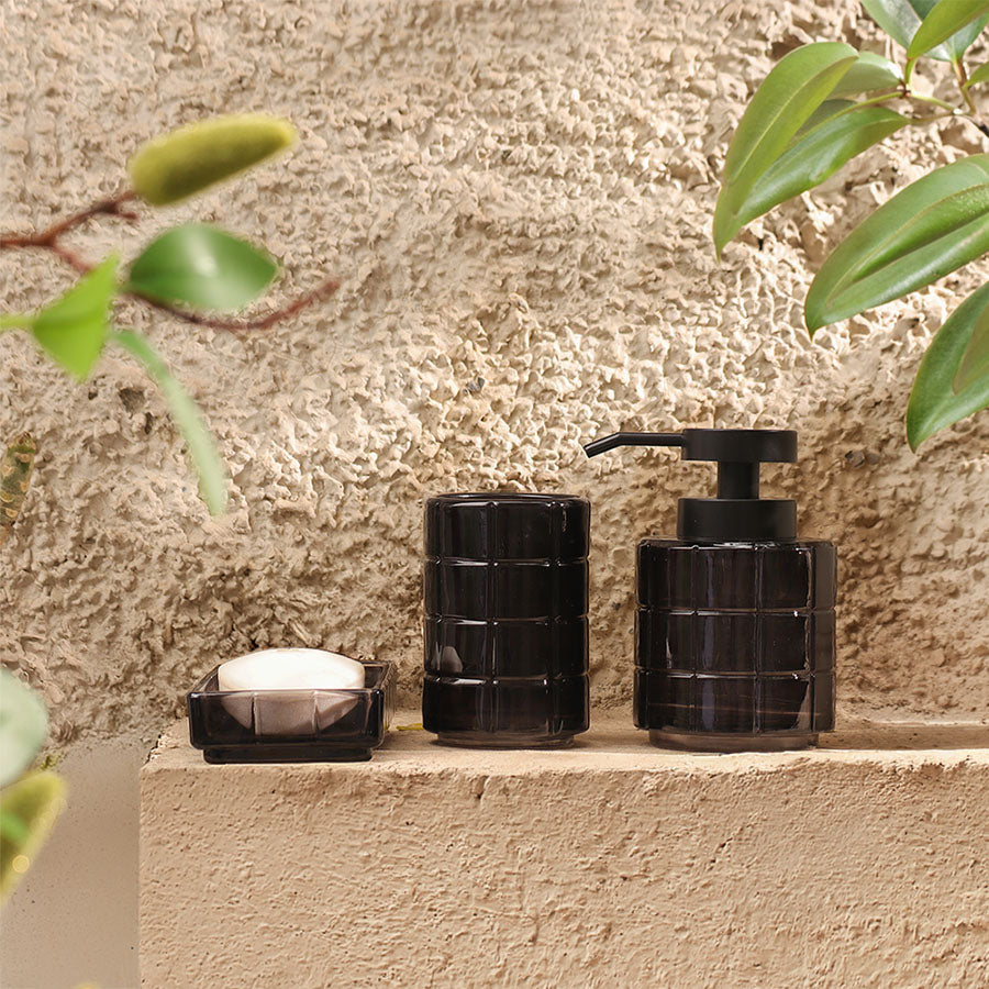 Damier 3-piece Glass Bathroom Set - Black