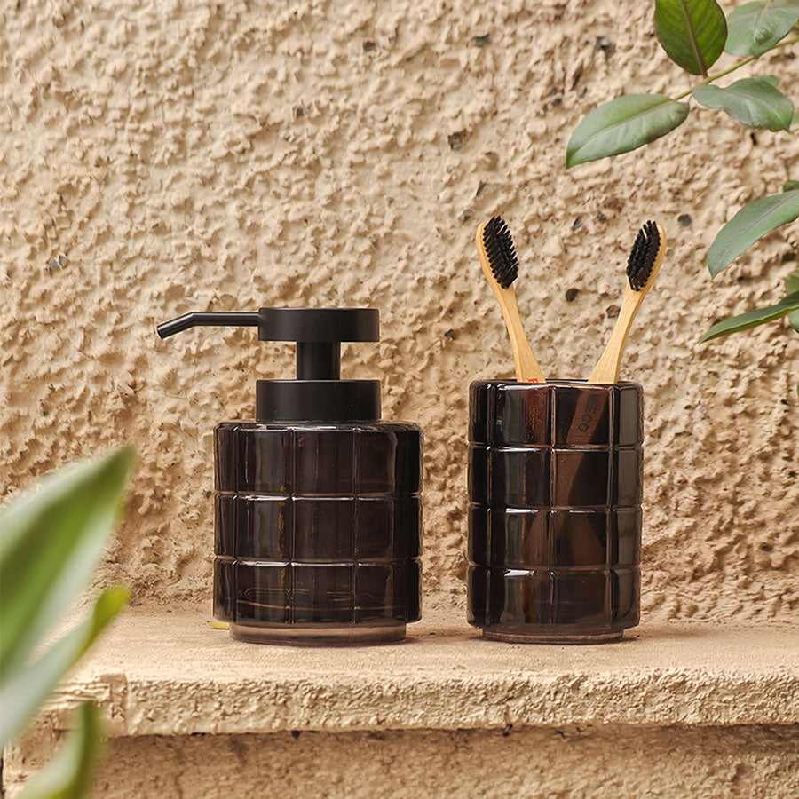 Damier 3-piece Glass Bathroom Set - Black