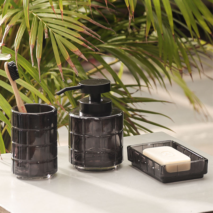 Damier 3-piece Glass Bathroom Set - Black