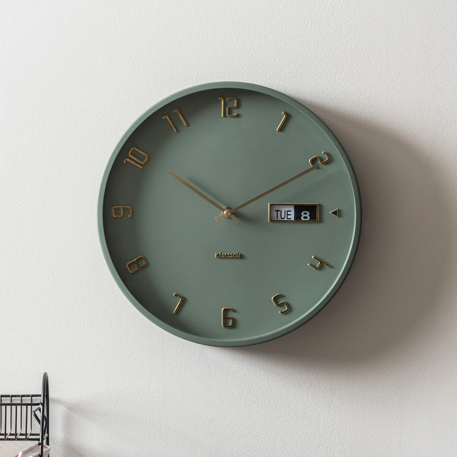 Data Flip Wall Clock 30cm - Jungle Green
