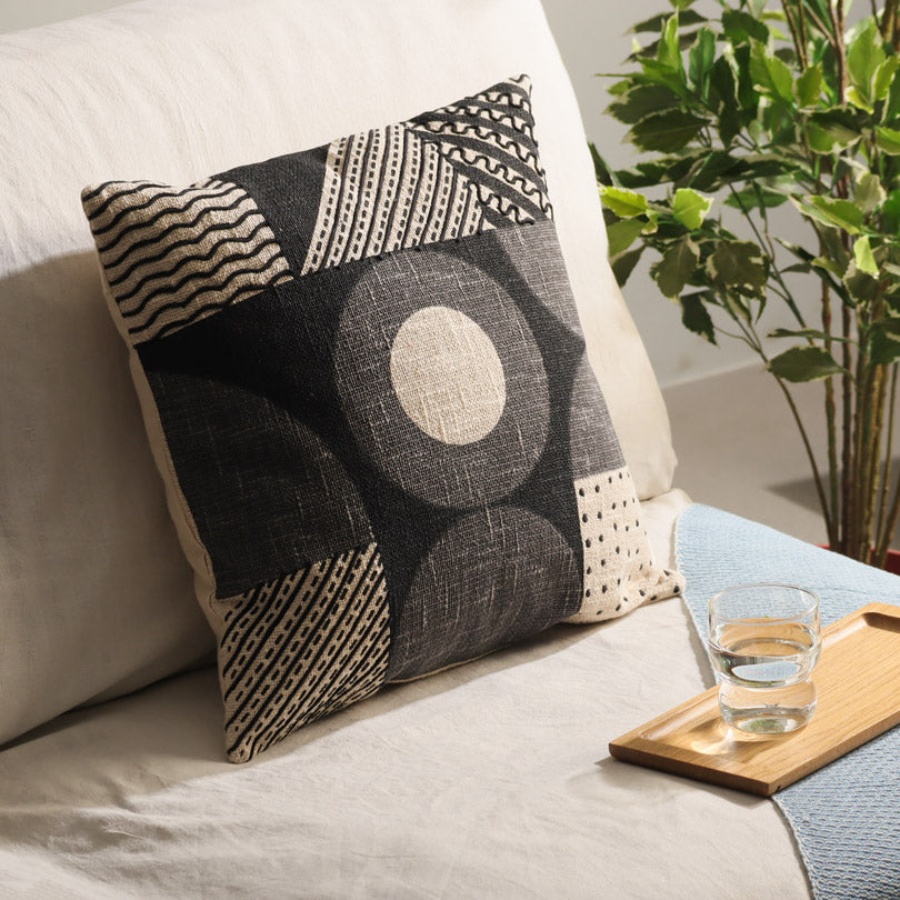Deco Embroidered Cushion Cover 45x45cm - Black White