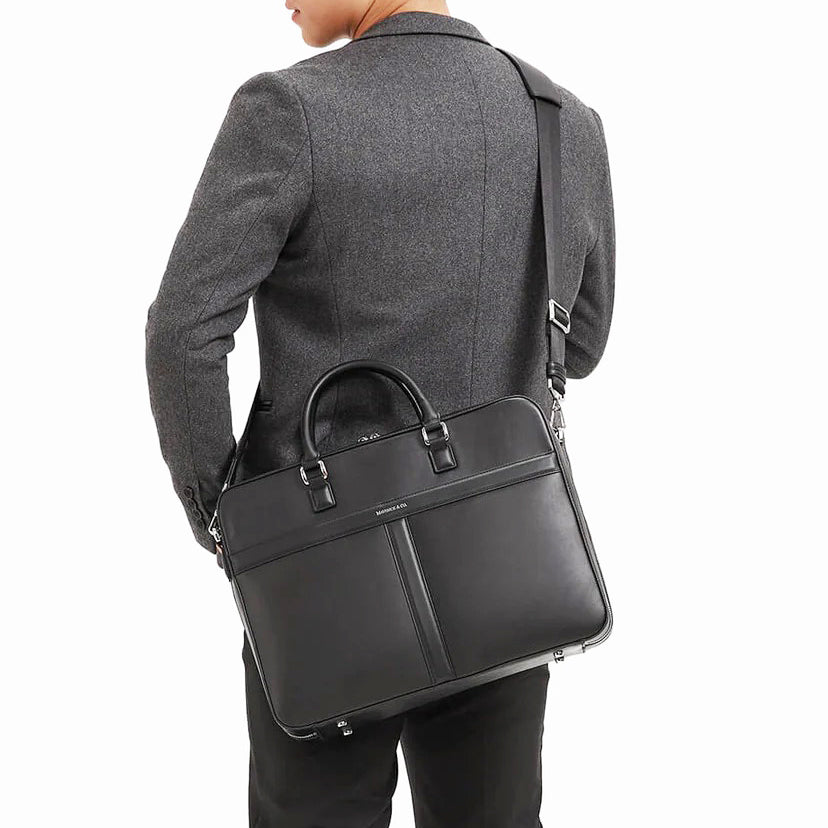 Delta Leather Briefcase - Black