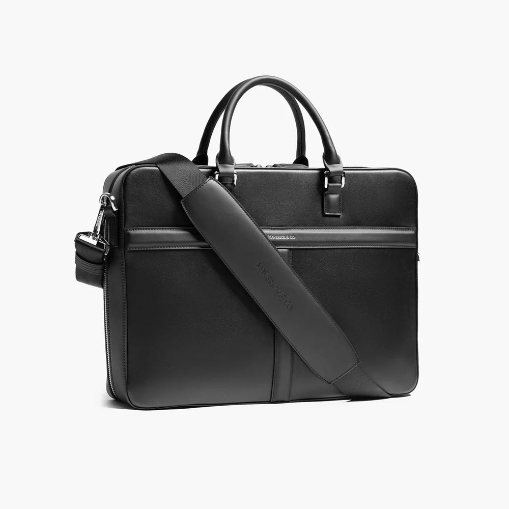 Delta Leather Briefcase - Black