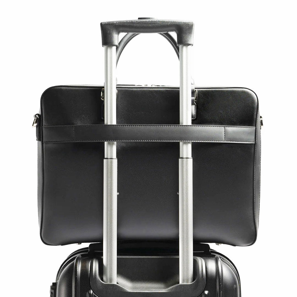 Delta Leather Briefcase - Black