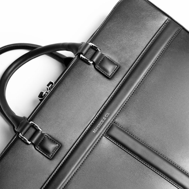 Delta Leather Briefcase - Black