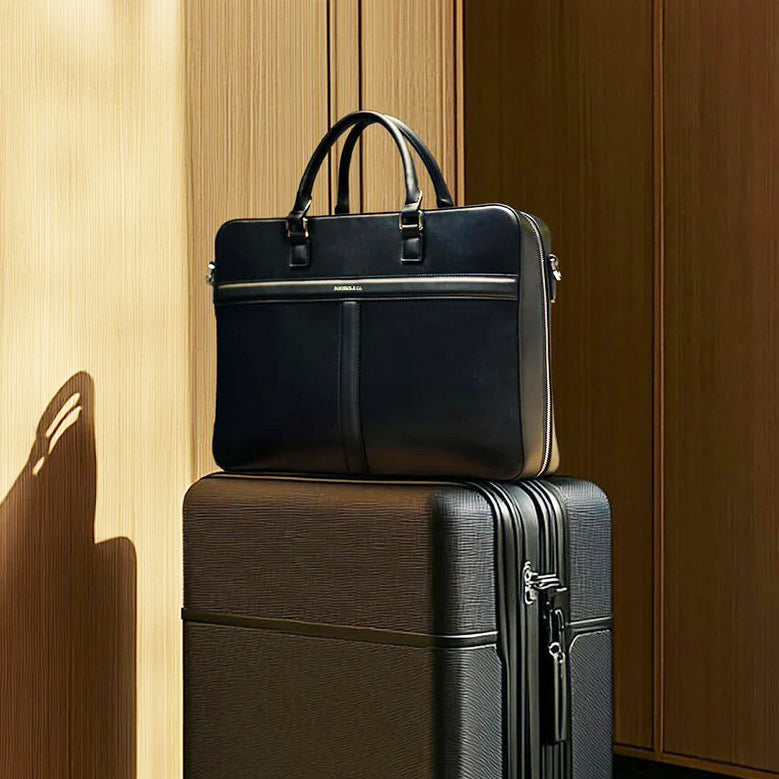 Delta Leather Briefcase - Black
