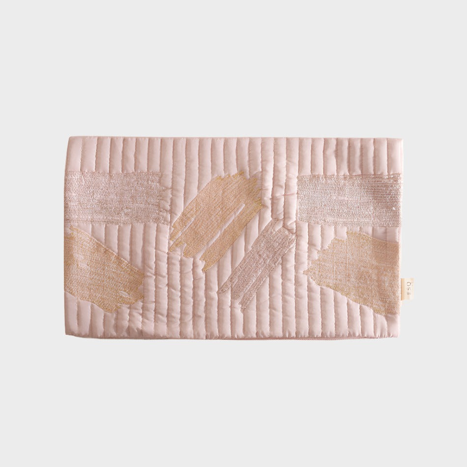 Desert Satin Embroidered Rectangular Cushion Cover 50x30cm - Sandy Pink