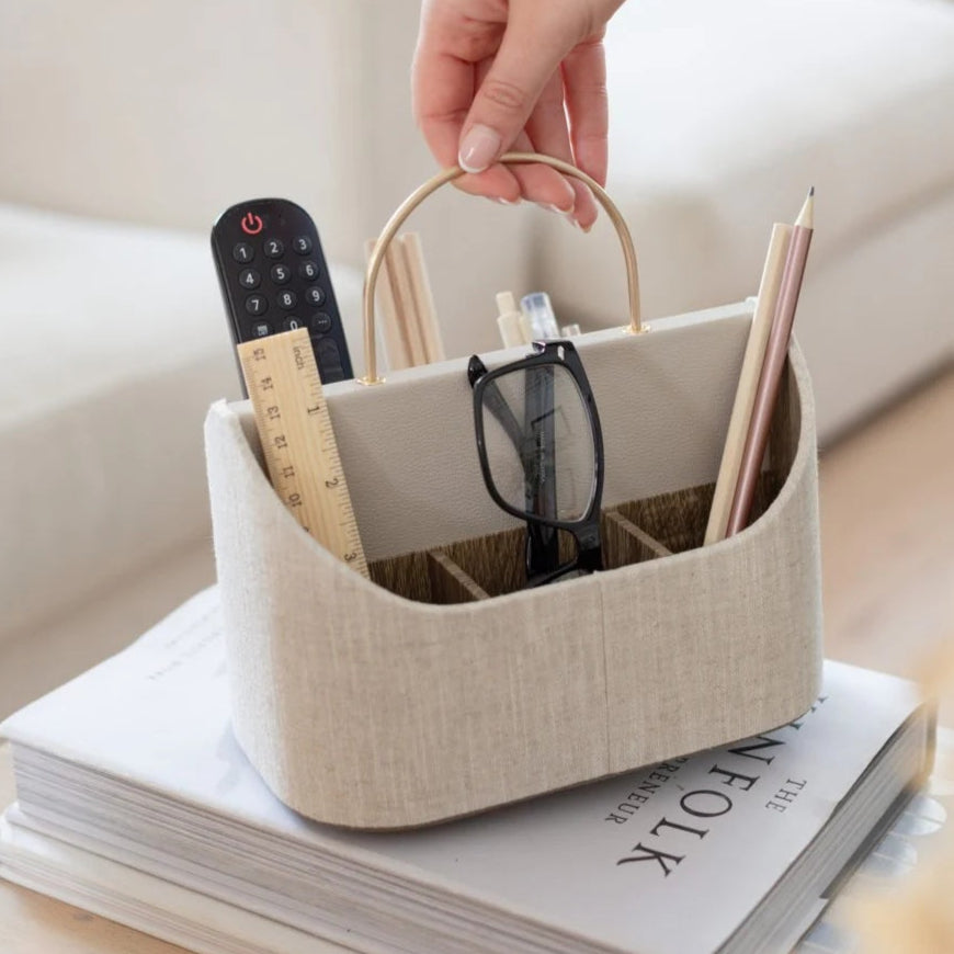 Desk Caddy - Oatmeal & Linen