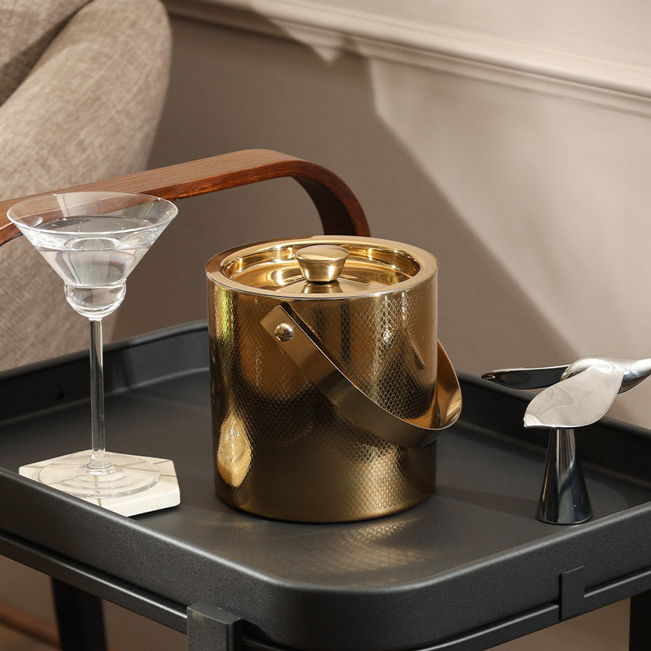 Deus Double-Wall Ice Bucket with Lid - Gold