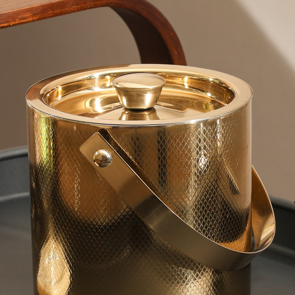Deus Double-Wall Ice Bucket with Lid - Gold