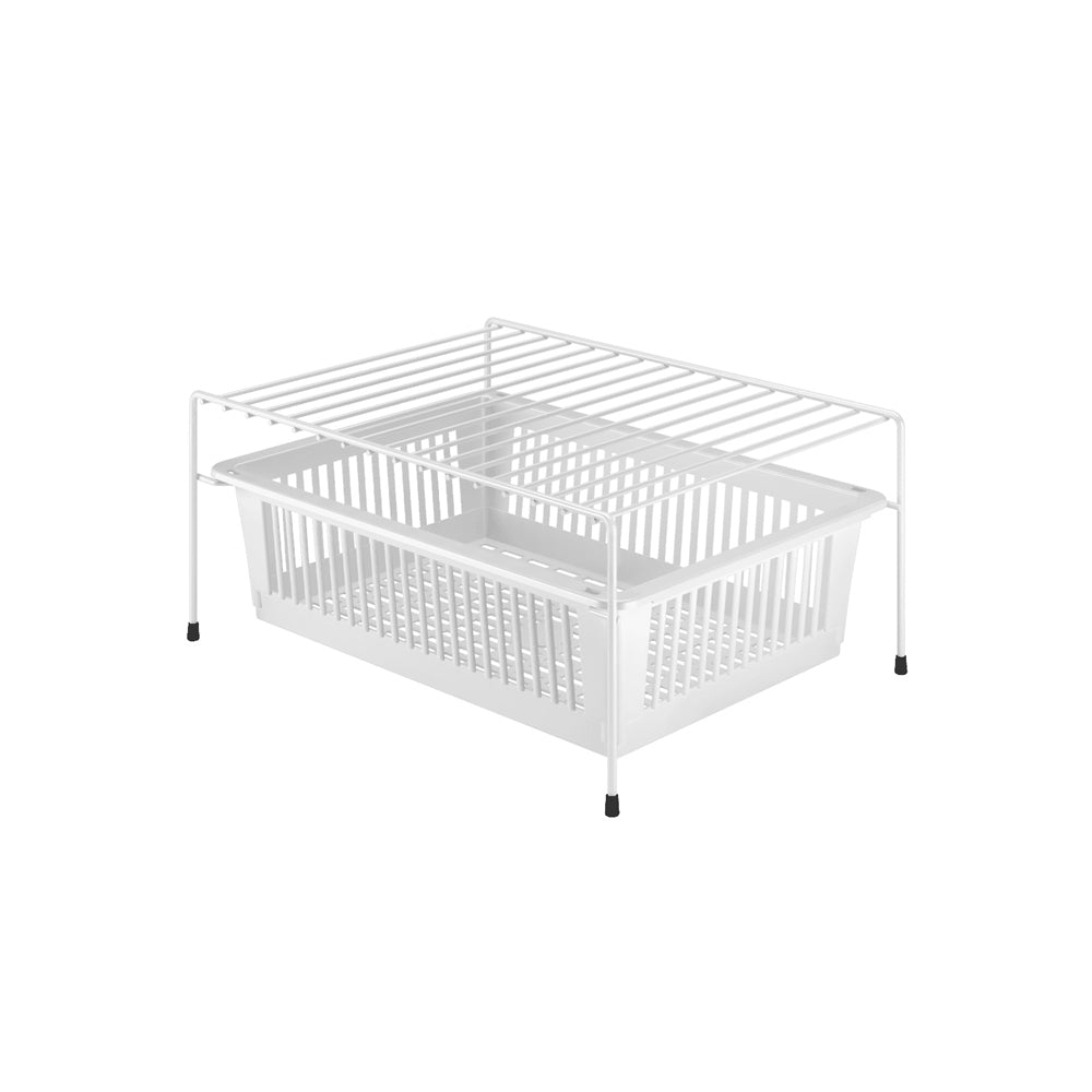 Dino Under Sink Rack with Sliding Basket - White