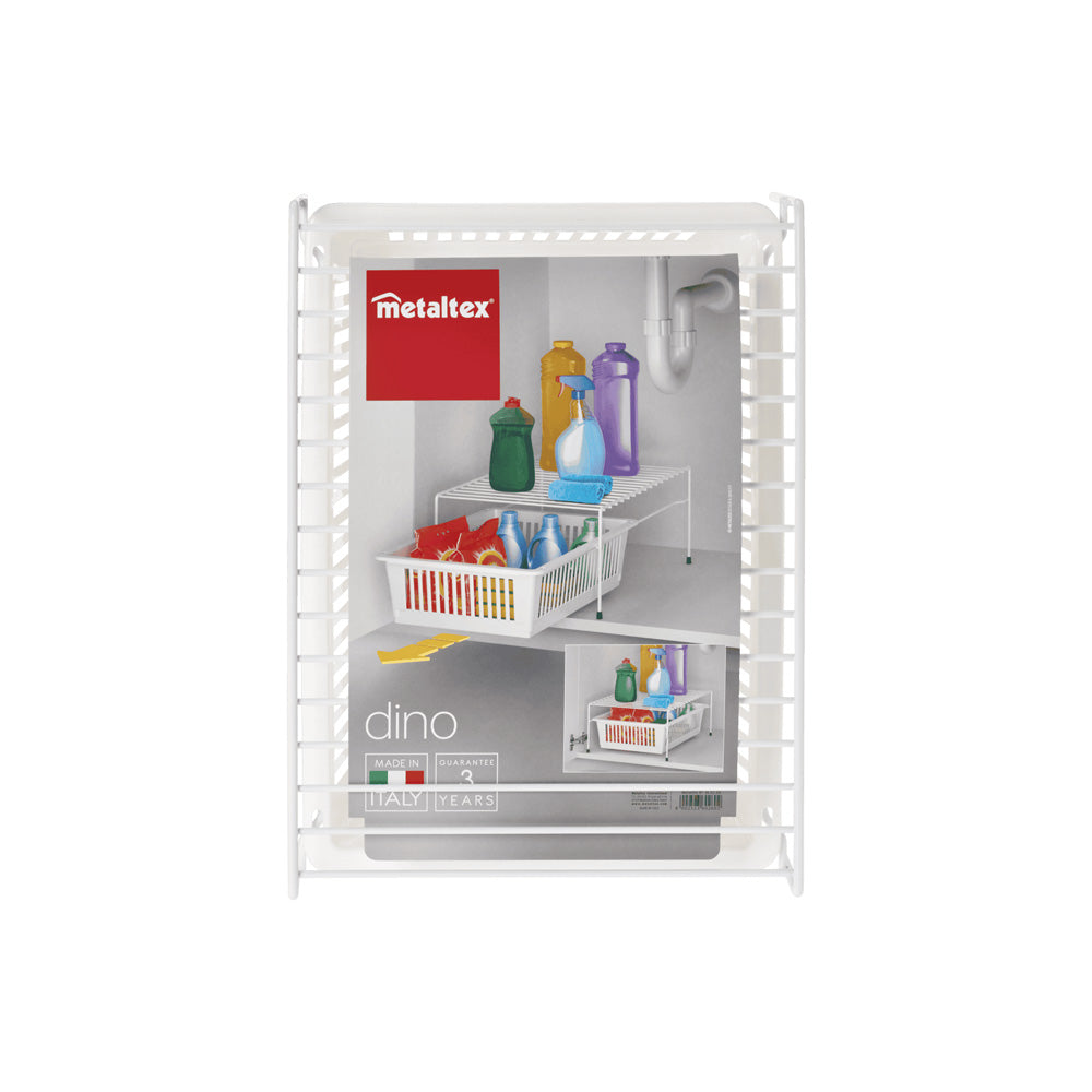 Dino Under Sink Rack with Sliding Basket - White
