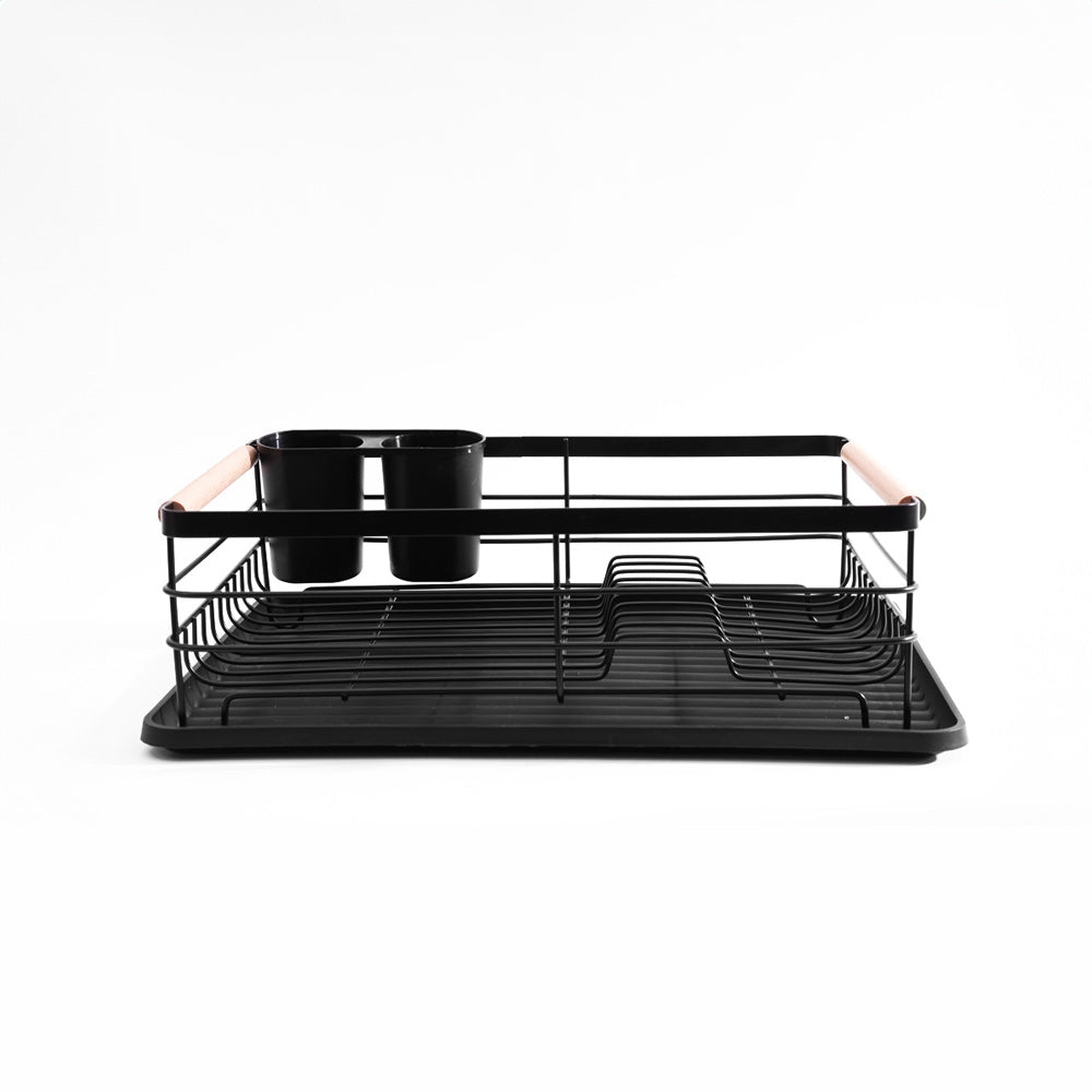 Dish Rack with Tray - Black