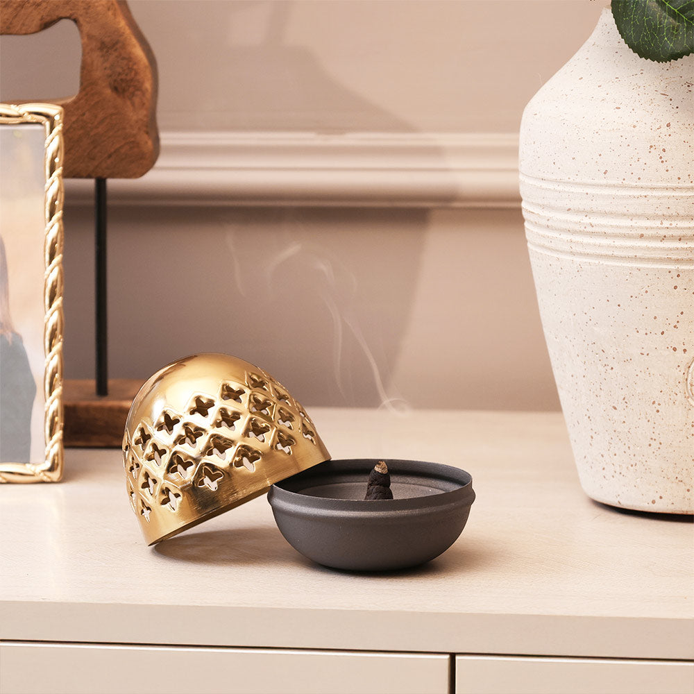 Dome Incense Burner - Gold Grey