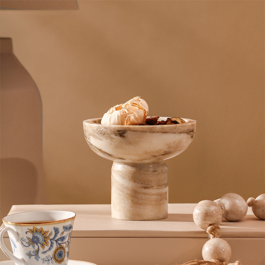 Doux Marble Elevated Bowl Small - Beige