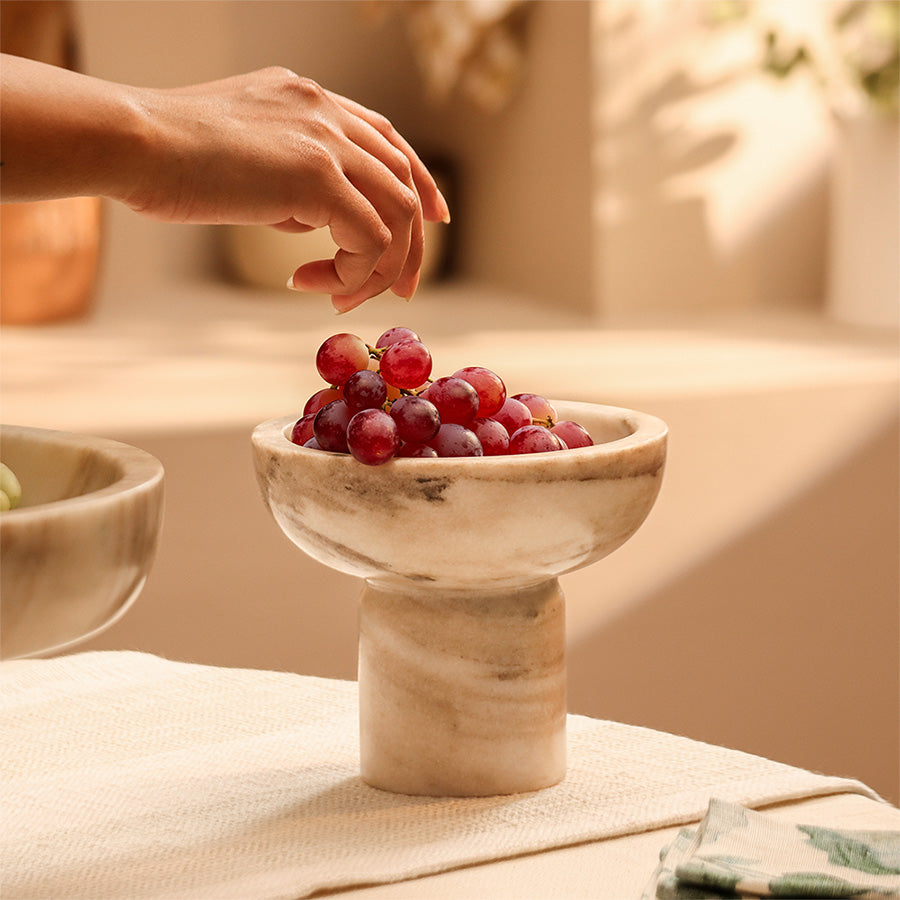 Doux Marble Elevated Bowl Small - Beige