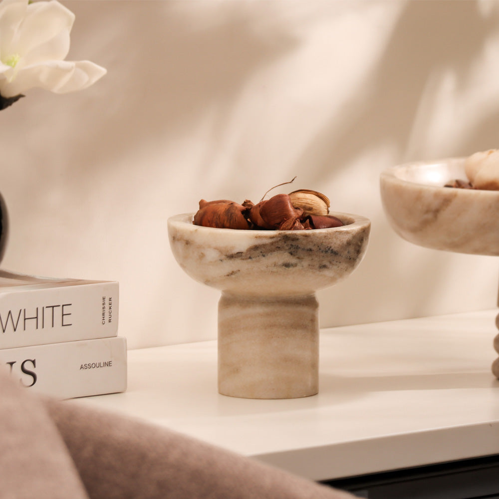 Doux Marble Elevated Bowl Small - Beige