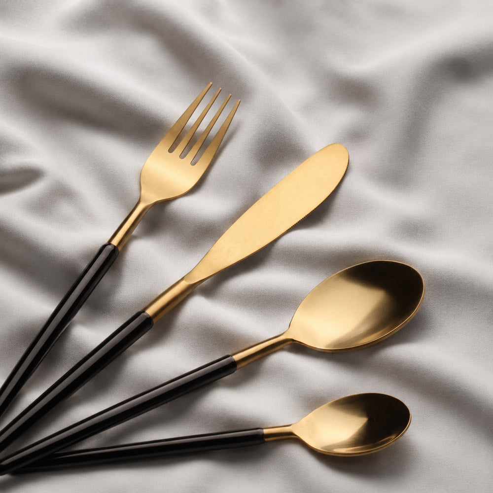 Dual 24-piece Cutlery Set - Black Gold