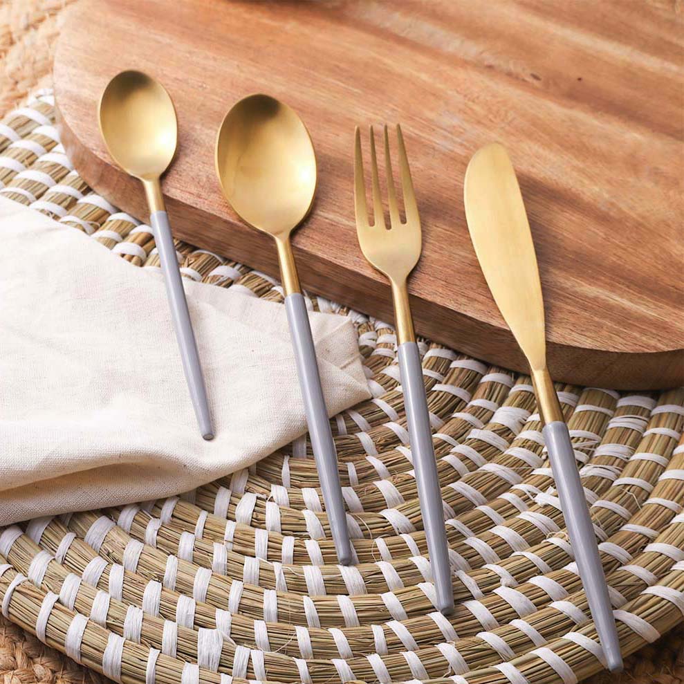 Dual 24-piece Cutlery Set - Grey Gold