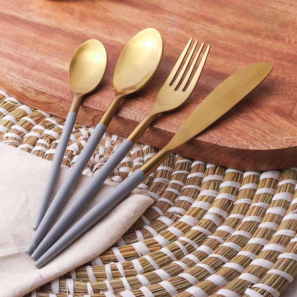 Dual 24-piece Cutlery Set - Grey Gold