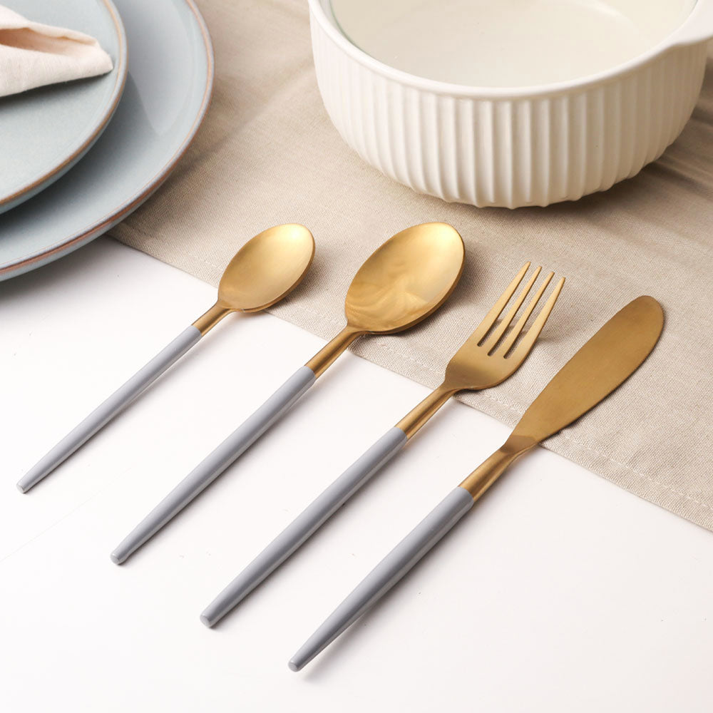 Dual 24-piece Cutlery Set - Grey Gold