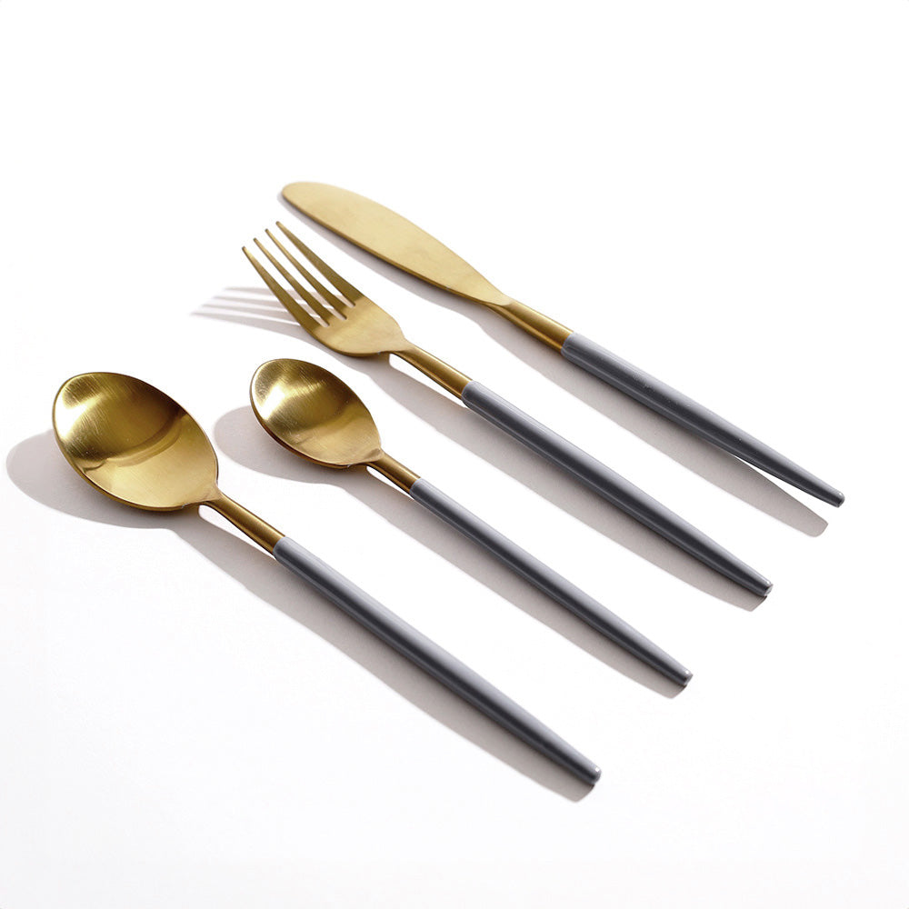 Dual 24-piece Cutlery Set - Grey Gold