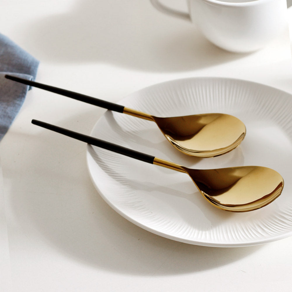 Dual Serving Spoons, Set of 2 - Black Gold