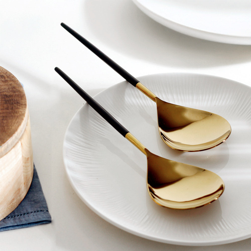 Dual Serving Spoons, Set of 2 - Black Gold
