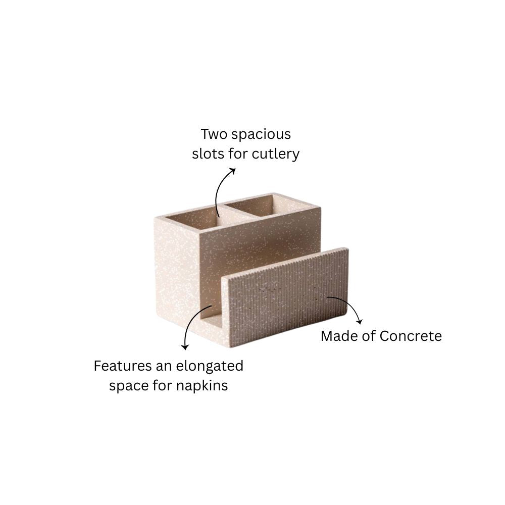 Dual Cutlery and Napkin Holder - Speckled Taupe