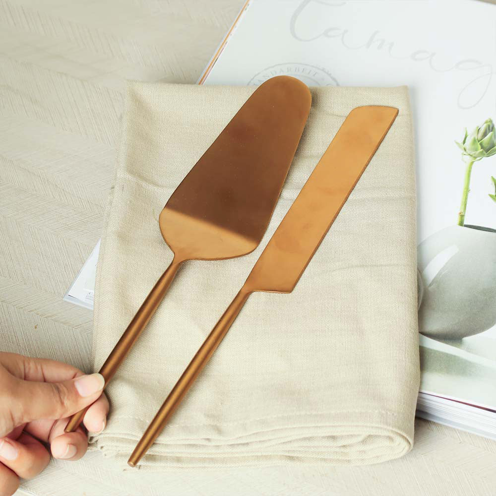 Dulce Cake Knife and Server Set - Rose Gold
